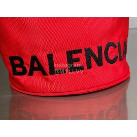Balenciaga Canvas Wheel Drawstring Bucket Bag For Women Red