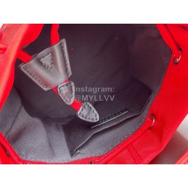 Balenciaga Canvas Wheel Drawstring Bucket Bag For Women Red