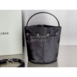 Balenciaga Canvas Wheel Drawstring Bucket Bag For Women Black
