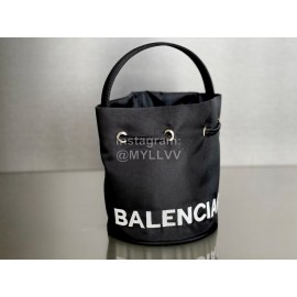 Balenciaga Canvas Wheel Drawstring Bucket Bag For Women Black