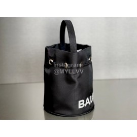 Balenciaga Canvas Wheel Drawstring Bucket Bag For Women Black