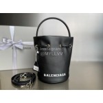 Balenciaga Black Canvas Wheel Drawstring Bucket Bag For Women