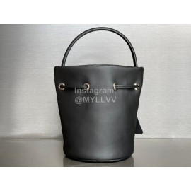 Balenciaga Black Canvas Wheel Drawstring Bucket Bag For Women