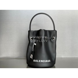 Balenciaga Black Canvas Wheel Drawstring Bucket Bag For Women