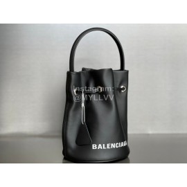 Balenciaga Black Canvas Wheel Drawstring Bucket Bag For Women