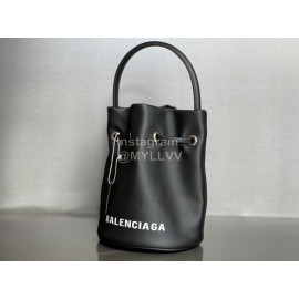 Balenciaga Black Canvas Wheel Drawstring Bucket Bag For Women