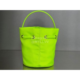 Balenciaga Canvas Wheel Drawstring Bucket Bag For Women Green