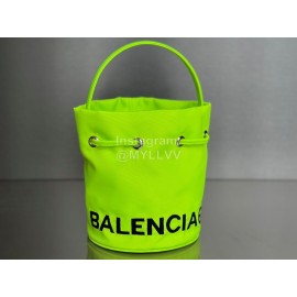Balenciaga Canvas Wheel Drawstring Bucket Bag For Women Green