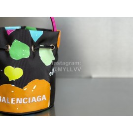 Balenciaga Love Graffiti Canvas Wheel Drawstring Bucket Bag For Women
