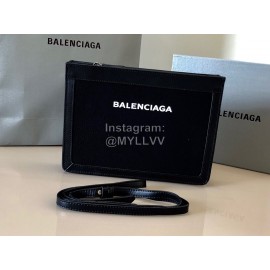 Balenciaga Fashion Nevy Box Canvas Collage Leather Envelope Bag Black