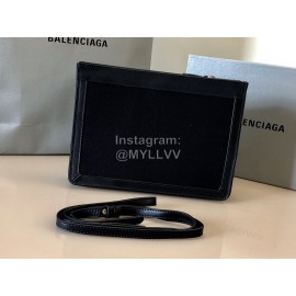 Balenciaga Fashion Nevy Box Canvas Collage Leather Envelope Bag Black