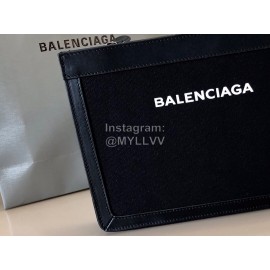 Balenciaga Fashion Nevy Box Canvas Collage Leather Envelope Bag Black