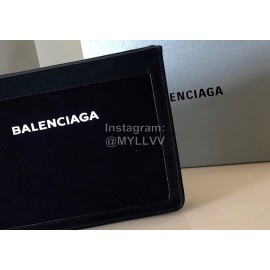 Balenciaga Fashion Nevy Box Canvas Collage Leather Envelope Bag Black