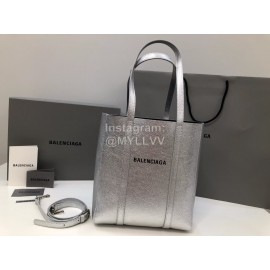 Balenciaga Large Cowhide Crossbody Tote Bag Handbag Silver