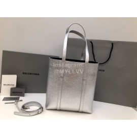 Balenciaga Large Cowhide Crossbody Tote Bag Handbag Silver