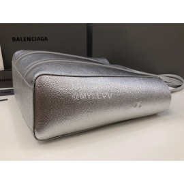 Balenciaga Large Cowhide Crossbody Tote Bag Handbag Silver