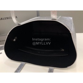 Balenciaga Large Cowhide Crossbody Tote Bag Handbag Silver