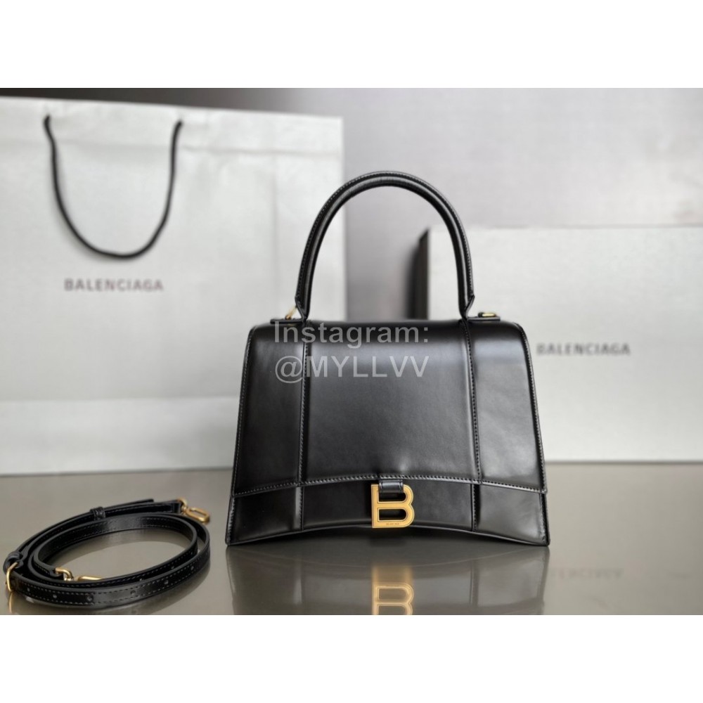 Balenciaga Medium Black Cowhide Gold Buckle Handbag