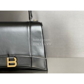 Balenciaga Medium Black Cowhide Gold Buckle Handbag