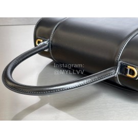 Balenciaga Medium Black Cowhide Gold Buckle Handbag