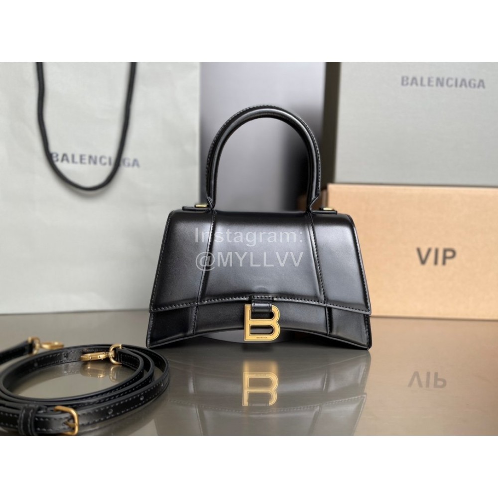 Balenciaga Small Black Cowhide Gold Buckle Handbag