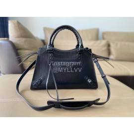 Balenciaga Black Crocodile Leather Crossbody Handb..