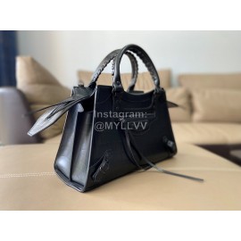 Balenciaga Black Crocodile Leather Crossbody Handbag