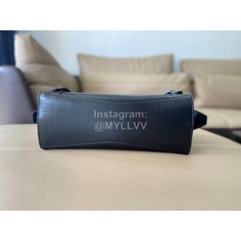 Balenciaga Black Crocodile Leather Crossbody Handbag