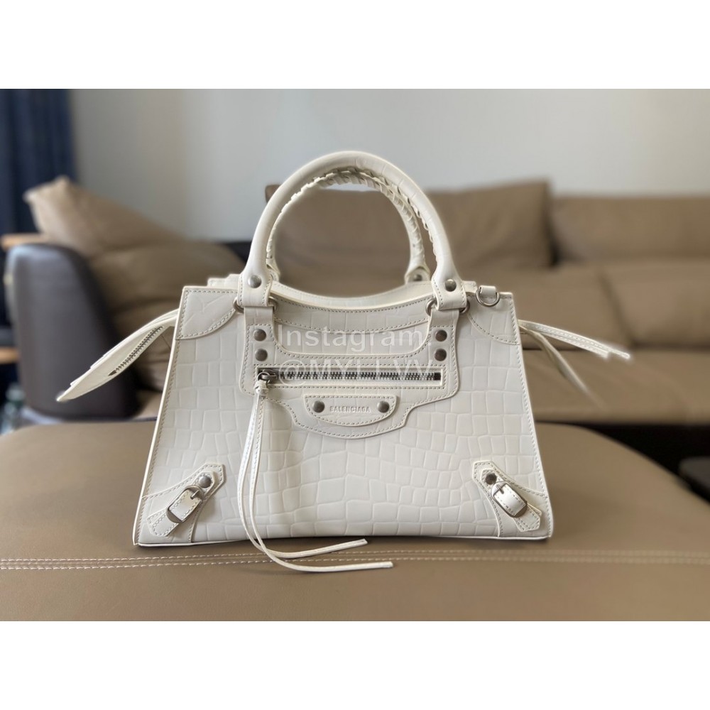 Balenciaga Large Crocodile Leather Crossbody Handbag