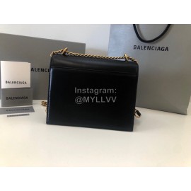 Balenciaga Fashion Cowhide Chain Shoulder Flap Bag Black