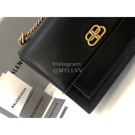 Balenciaga Fashion Cowhide Chain Shoulder Flap Bag Black