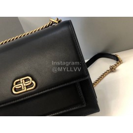 Balenciaga Fashion Cowhide Chain Shoulder Flap Bag Black