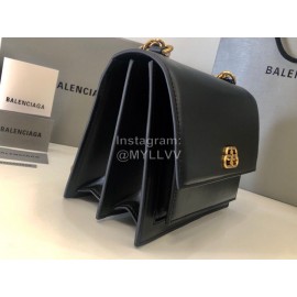 Balenciaga Fashion Cowhide Chain Shoulder Flap Bag Black