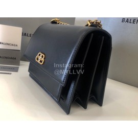 Balenciaga Fashion Cowhide Chain Shoulder Flap Bag Black