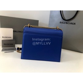 Balenciaga Fashion Cowhide Chain Shoulder Flap Bag Blue