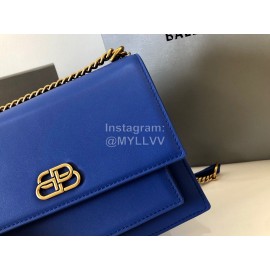 Balenciaga Fashion Cowhide Chain Shoulder Flap Bag Blue