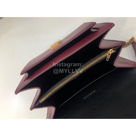 Balenciaga Fashion Cowhide Chain Shoulder Flap Bag Wine Red 