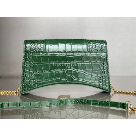 Balenciaga Crocodile Cowhide Chain Shoulder Bag Green