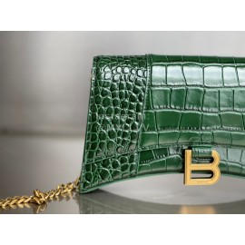 Balenciaga Crocodile Cowhide Chain Shoulder Bag Green