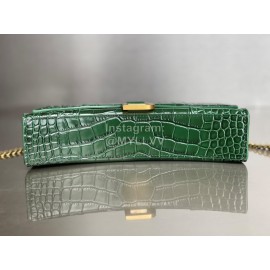 Balenciaga Crocodile Cowhide Chain Shoulder Bag Green