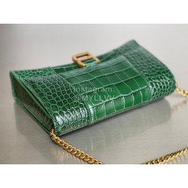 Balenciaga Crocodile Cowhide Chain Shoulder Bag Green