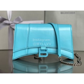 Balenciaga Fashion Cowhide Chain Shoulder Bag Blue