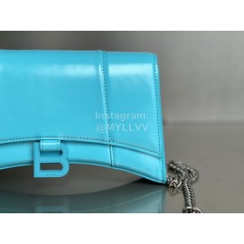 Balenciaga Fashion Cowhide Chain Shoulder Bag Blue