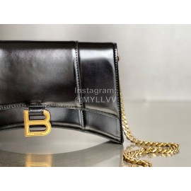 Balenciaga Fashion Cowhide Chain Shoulder Bag Black