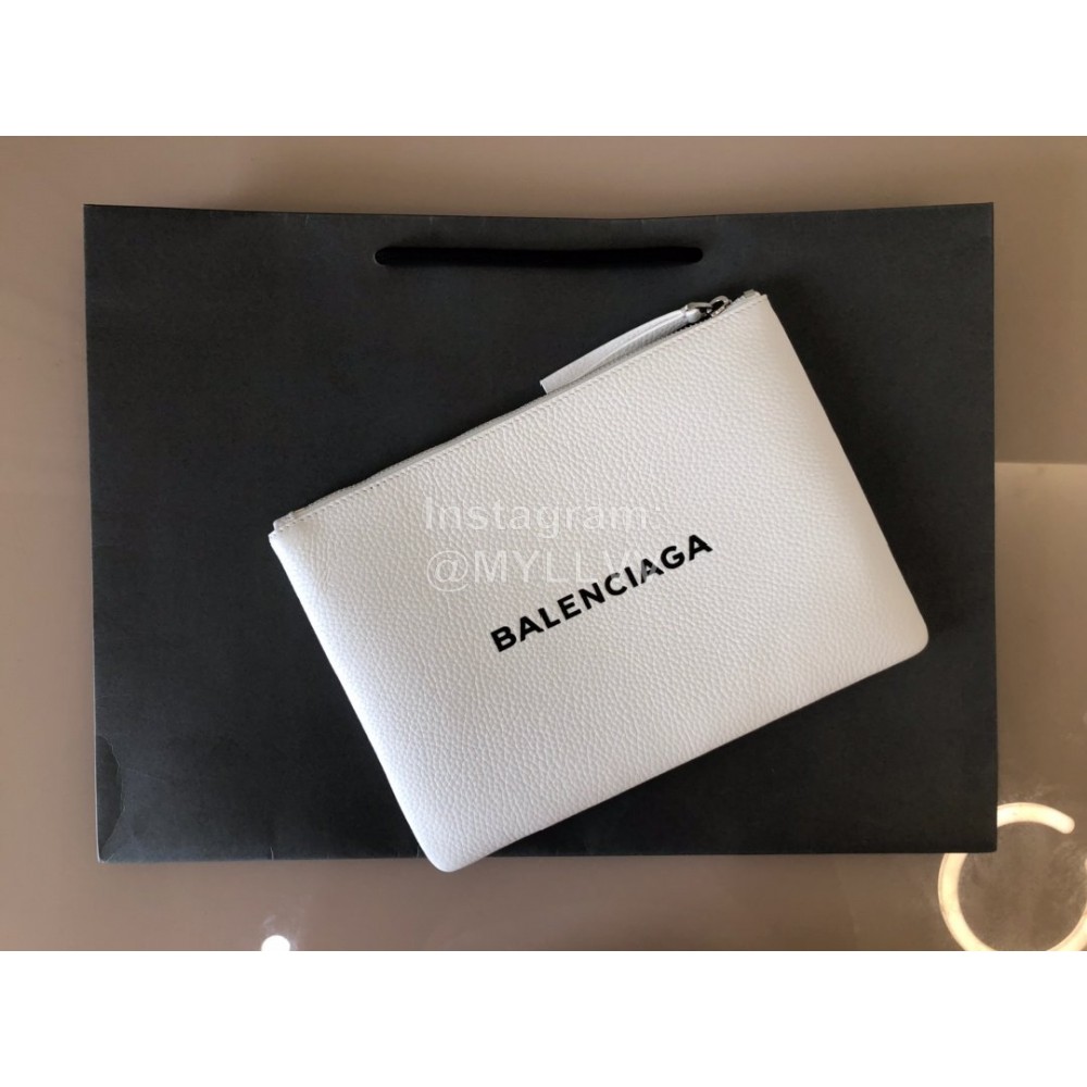 Balenciaga Small Letter Printed Cowhide Handbag White