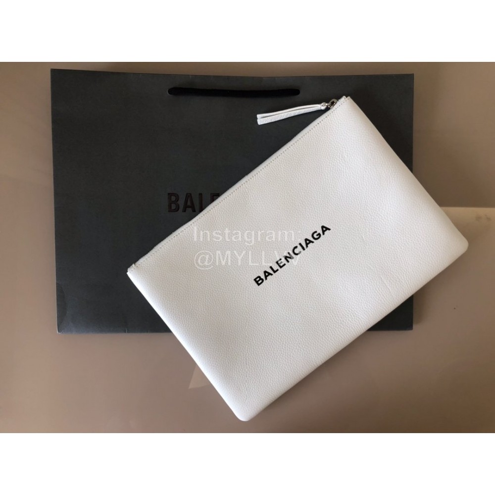 Balenciaga Large Letter Printed Cowhide Handbag White