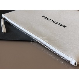 Balenciaga Large Letter Printed Cowhide Handbag White