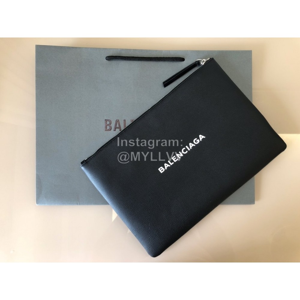 Balenciaga Large Letter Printed Cowhide Handbag Black