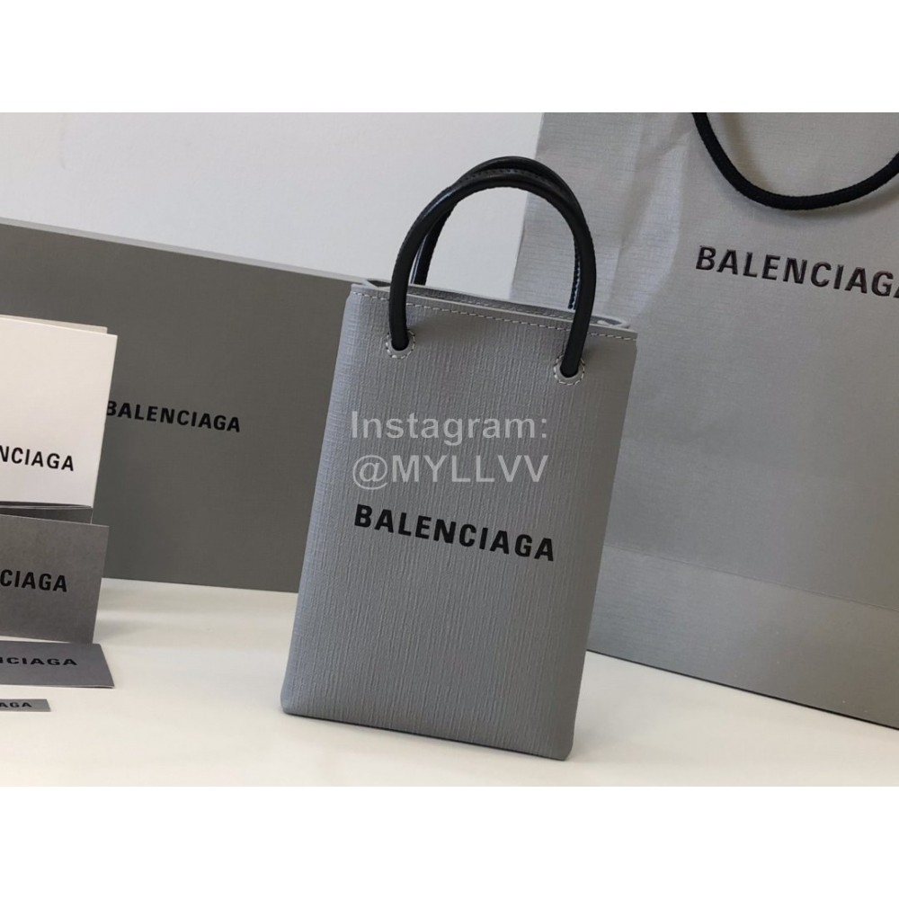 Balenciaga Mini Letter Cowhide Shopping Handbag Gray