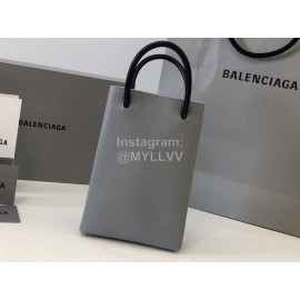 Balenciaga Mini Letter Cowhide Shopping Handbag Gray